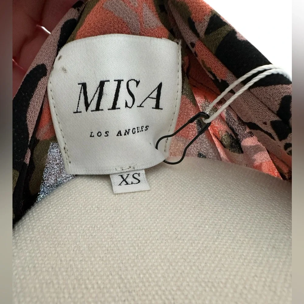 Misa Los Angeles Editha Dress Floral Pink Coral Black Green Size XS NWT w/ Flaw - Picture 8 of 13